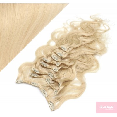 20" (50cm) Clip in wavy human REMY hair - the lightest blonde