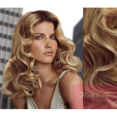 Clip In Wavy Human Hair Remy Light Blonde Natural Blonde 20
