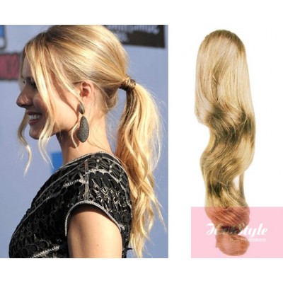 Clip In Ponytail Wrap Braid Hair Extension 24 Wavy Natural Blonde