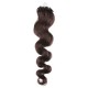 24˝ (60cm) Micro ring human hair extensions wavy - dark brown