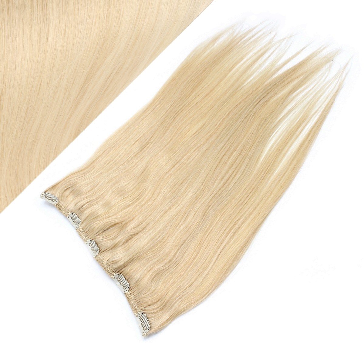 16˝ One Piece Full Head Clip In Hair Weft Extension Straight The Lightest Blonde Clip Hair