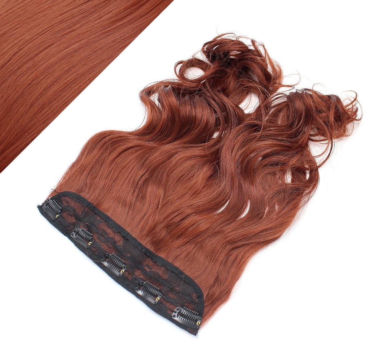 24 one piece full head clip in kanekalon weft extension wavy